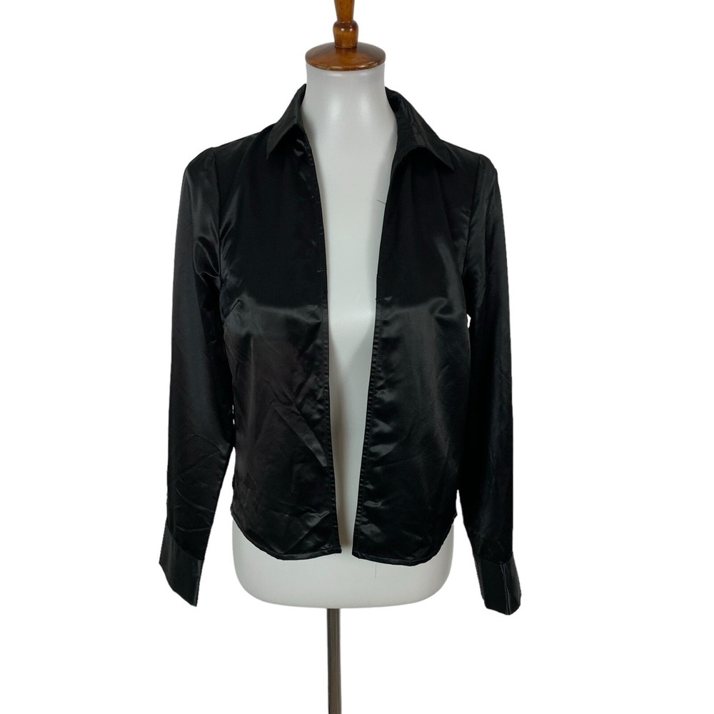 Envme Top Small Black Long Sleeve Open Front Cardigan Layering Goth